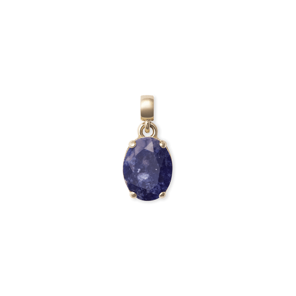 Blue Spot Oval Gold Charm