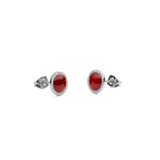 Audrey Earrings  Red Agathe Silver