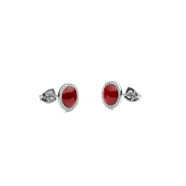 Audrey Earrings  Red Agathe Silver