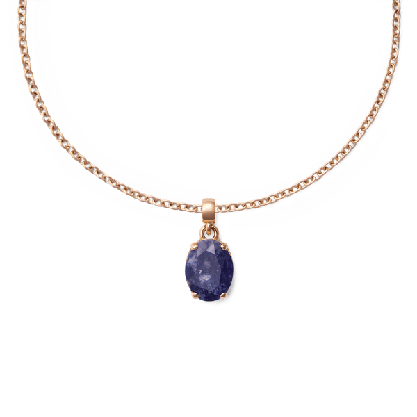 Blue Spot Oval Rose Gold Charm