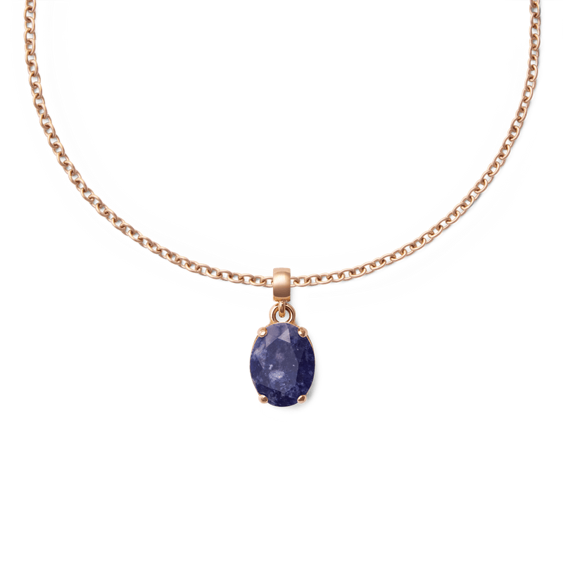 Blue Spot Oval Rose Gold Charm