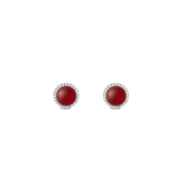 Audrey Earrings  Red Agathe Silver
