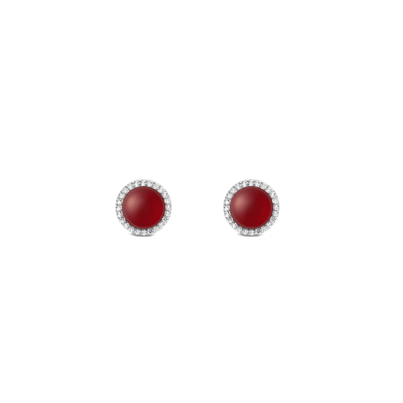 Audrey Earrings  Red Agathe Silver