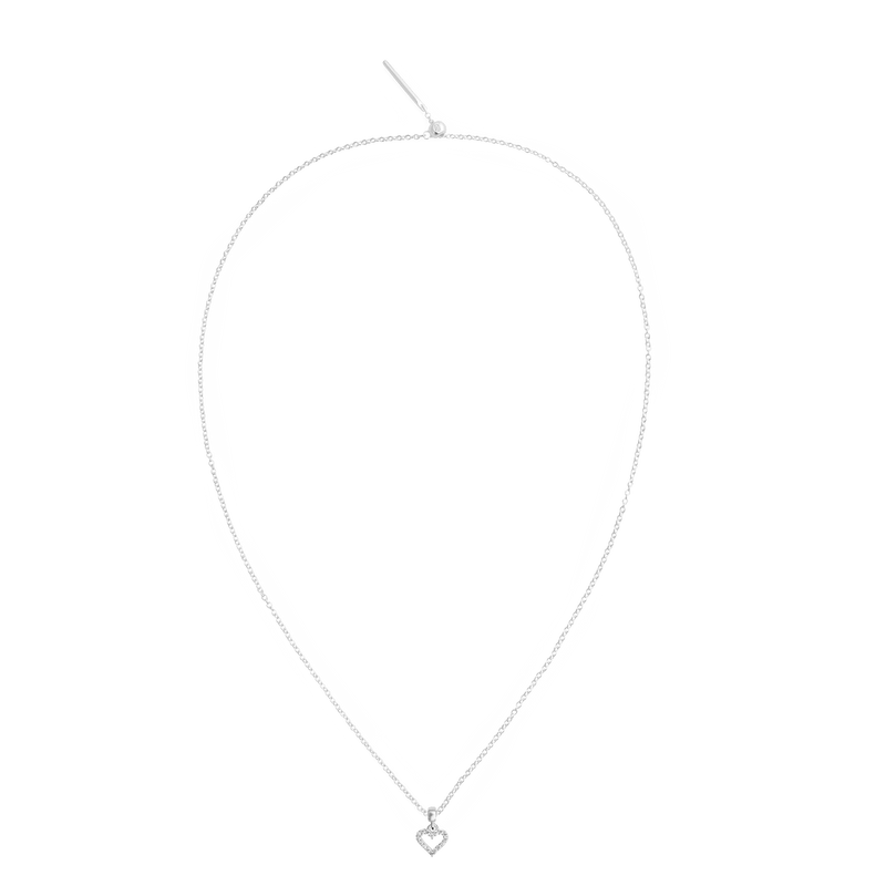 Heart Contour White Crystal Charm S925 Sterling Silver