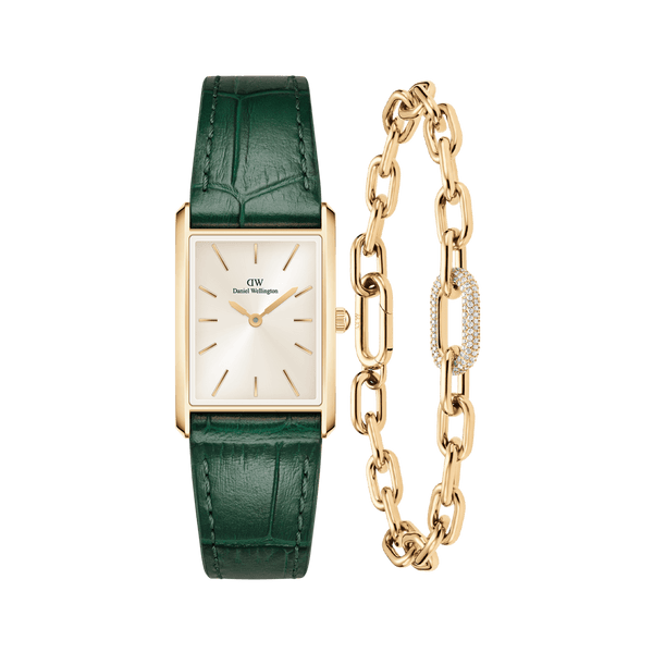 Bound Crocodile Champagne Sunray & Crystal Link Bracelet Gold