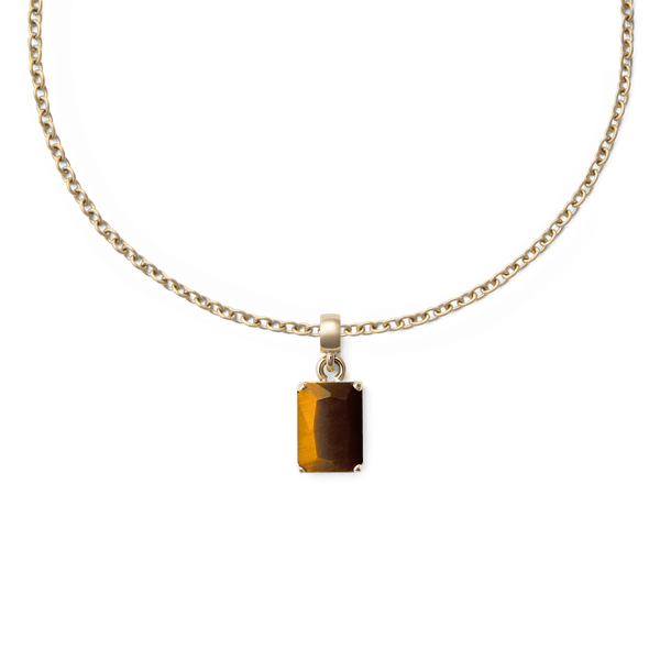 Tiger eye Octagon Gold Charm