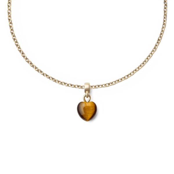 Tiger eye Heart Gold Charm