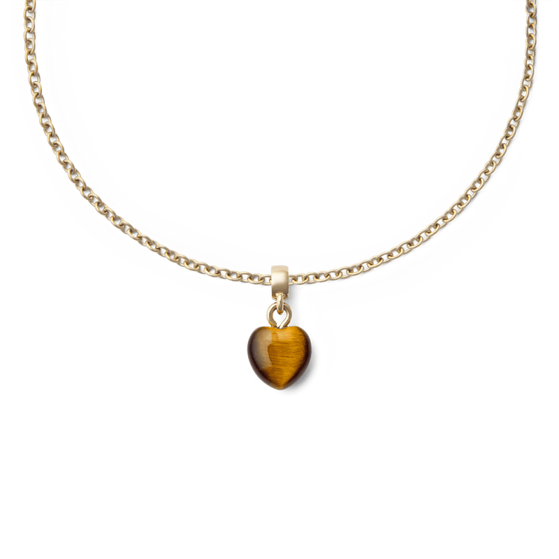 Tiger eye Heart Gold Charm