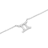 Crystal Zodiac Chain Necklace Silver