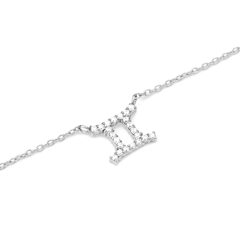Crystal Zodiac Chain Necklace Silver
