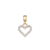Heart Contour White Crystal Charm Gold
