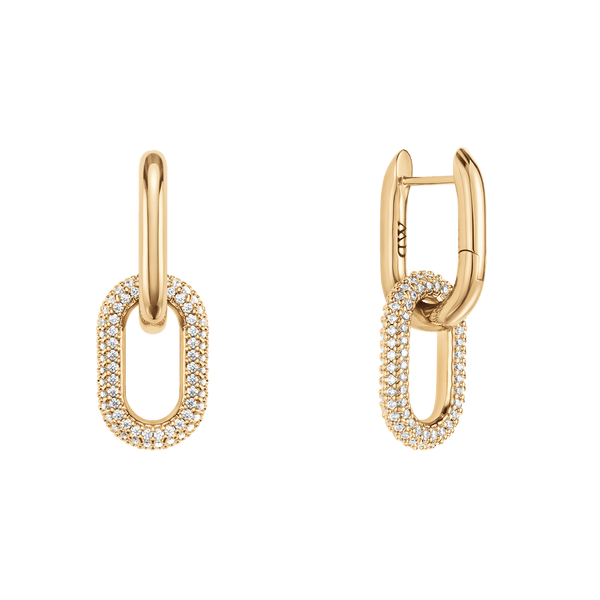 Crystal Link Earrings Gold