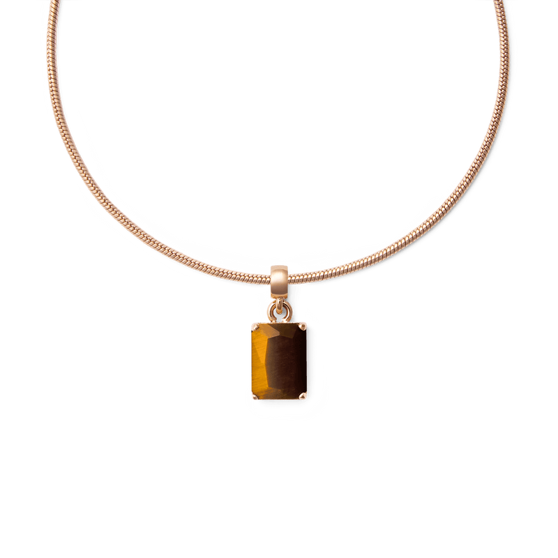 Tiger eye Octagon Rose Gold Charm