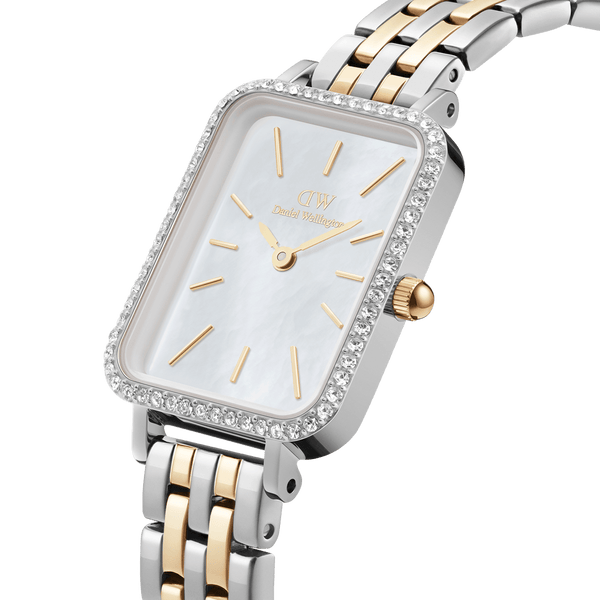 Quadro Lumine Bezel 5-Link Two-Tone MOP Silver