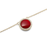 Audrey Necklace  Red Agathe Gold