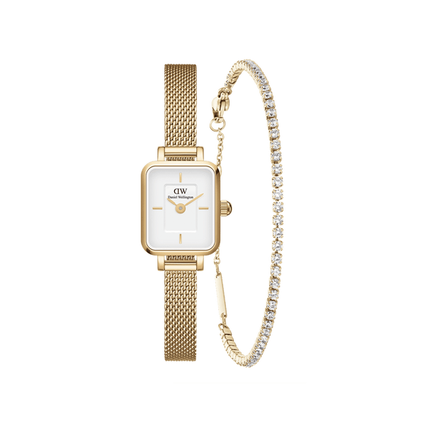 Quadro Mini & Tennis Bracelet Gold