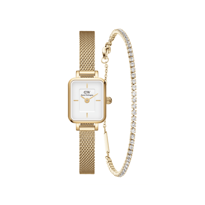 Quadro Mini & Tennis Bracelet Gold