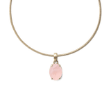 Rose Quartz Oval Gold Charm