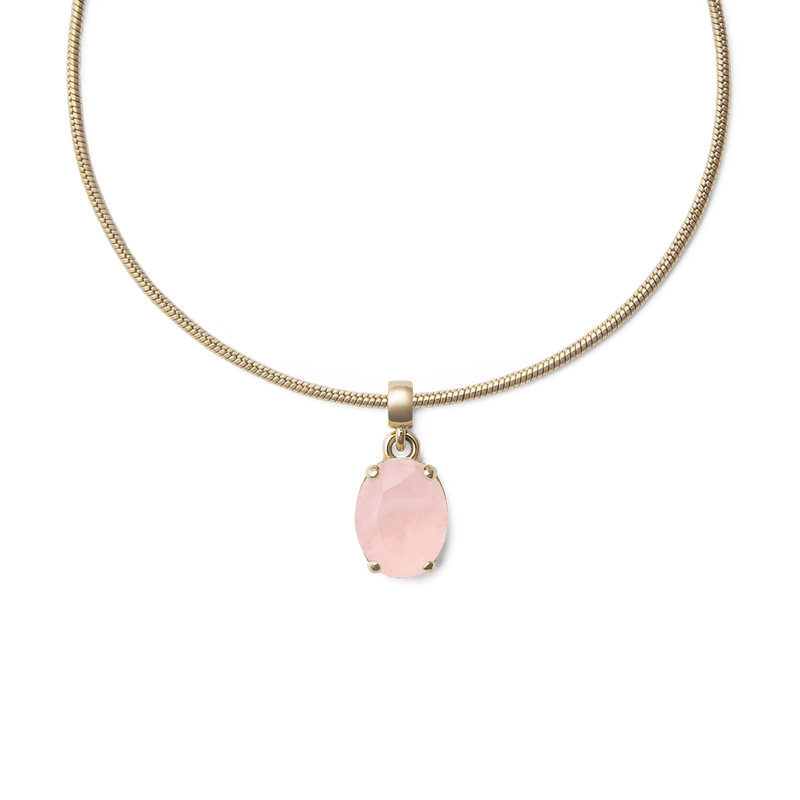 Rose Quartz Oval Gold Charm