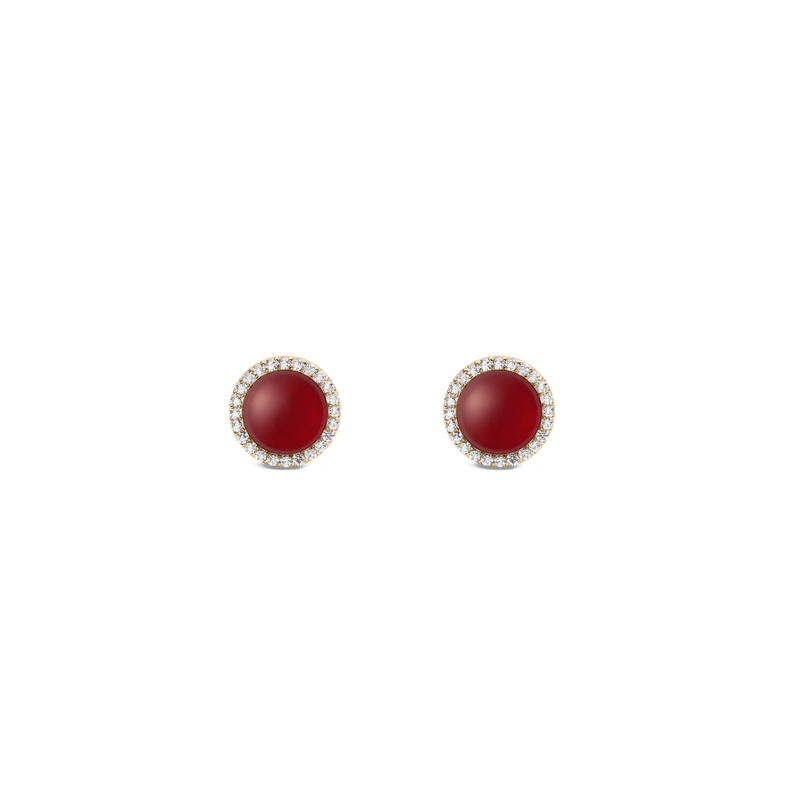 Audrey Earrings  Red Agathe Gold