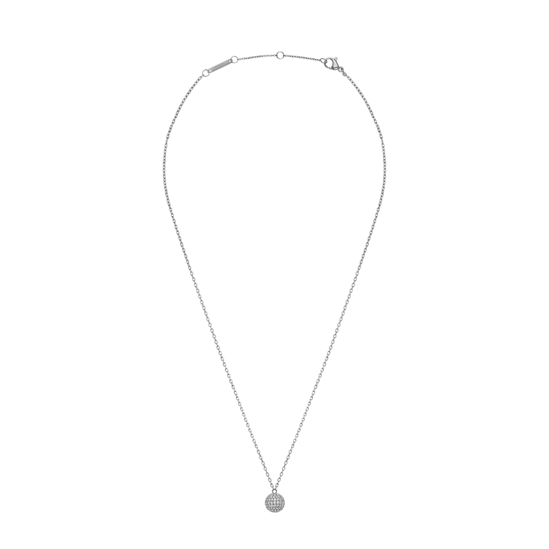 Pavé Crystal Pendant Necklace Silver