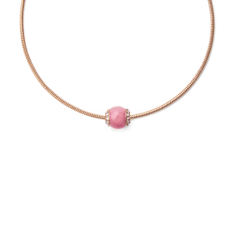 Rhodonite Crystal Orb Rose Gold Charm