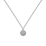 Pavé Crystal Pendant Necklace Silver