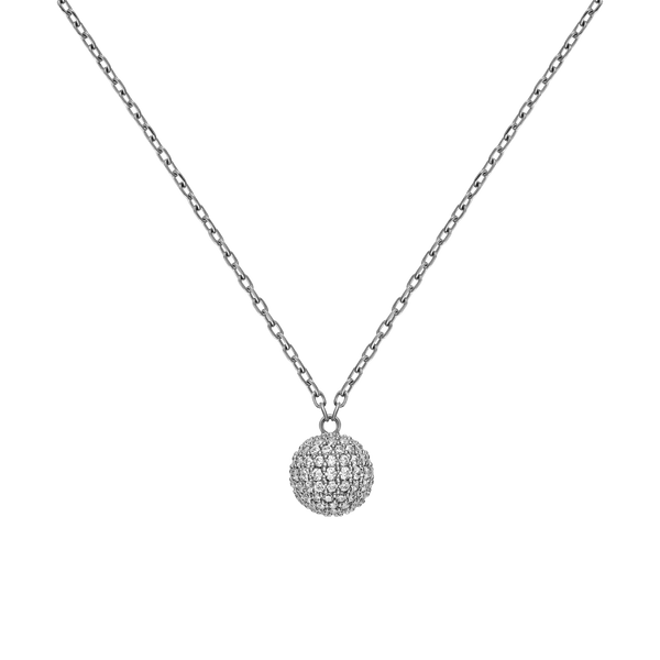 Pavé Crystal Pendant Necklace Silver