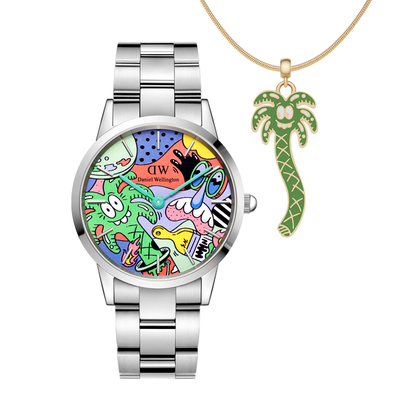 Steven Harrington x DW SET: Iconic Link Multicolor & Palm Tree Charm Silver