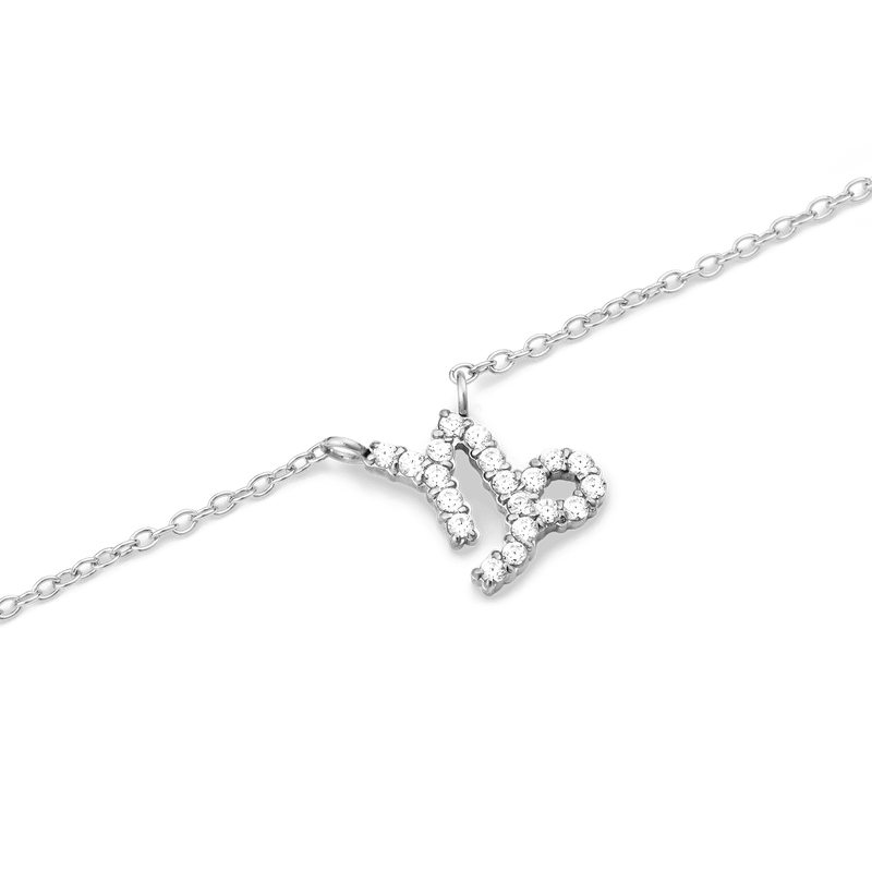 Crystal Zodiac Chain Necklace Silver