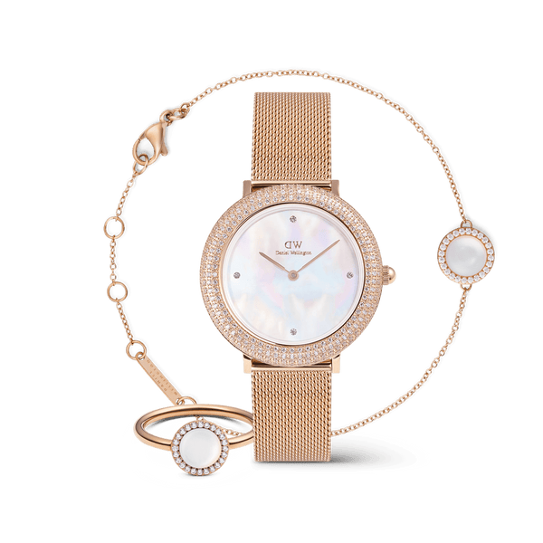 Crystalline Bezel & Audrey MOP Rose Gold Set