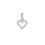 Heart Contour White Crystal Charm S925 Sterling Silver