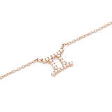 Crystal Zodiac Chain Necklace Rose Gold