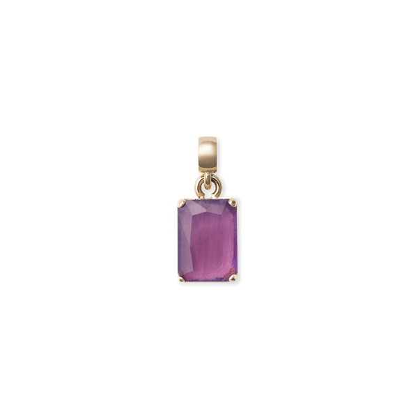 Amethyst Octagon Gold Charm