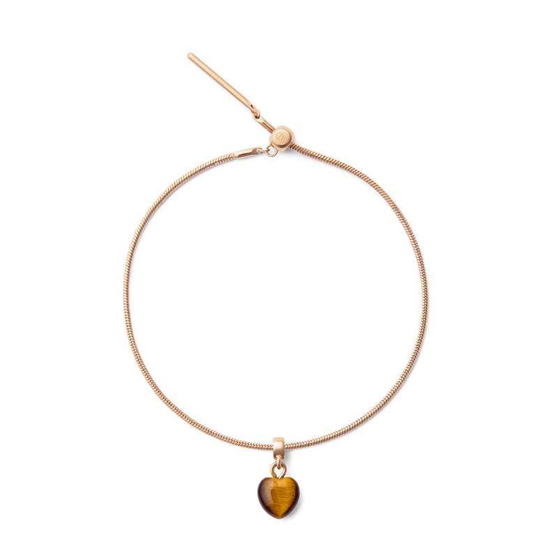 Tiger eye Heart Rose Gold Charm