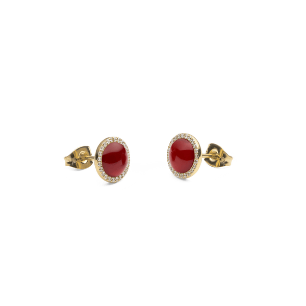 Audrey Earrings  Red Agathe Gold