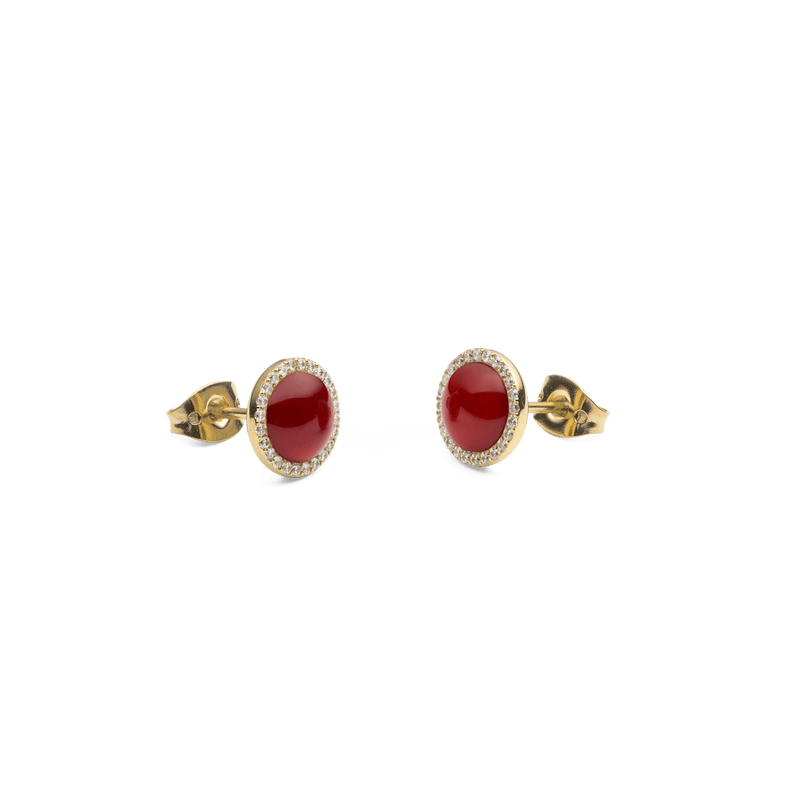 Audrey Earrings  Red Agathe Gold