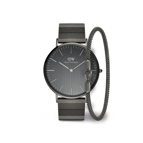 Classic Piano Link Graphite Unitone & Mesh Bracelet Set