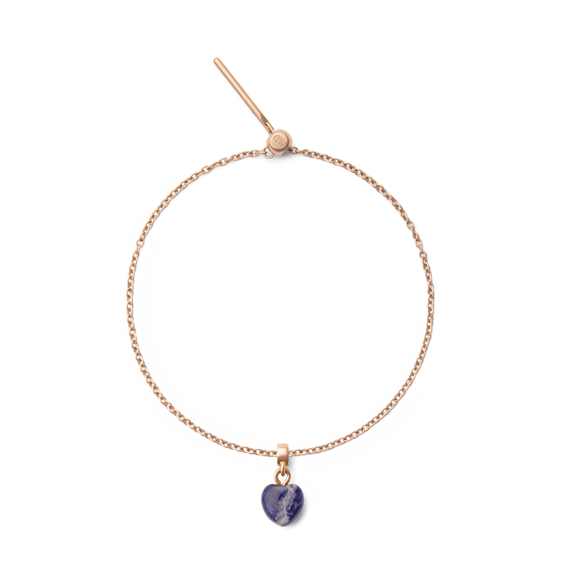 Blue Spot Heart Rose Gold Charm