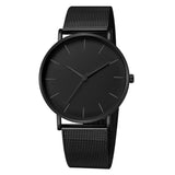 1pc Men Black Zinc Alloy Strap Fashion Round Dial Quartz Watch