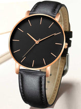 Men Round Pointer Quartz Watch