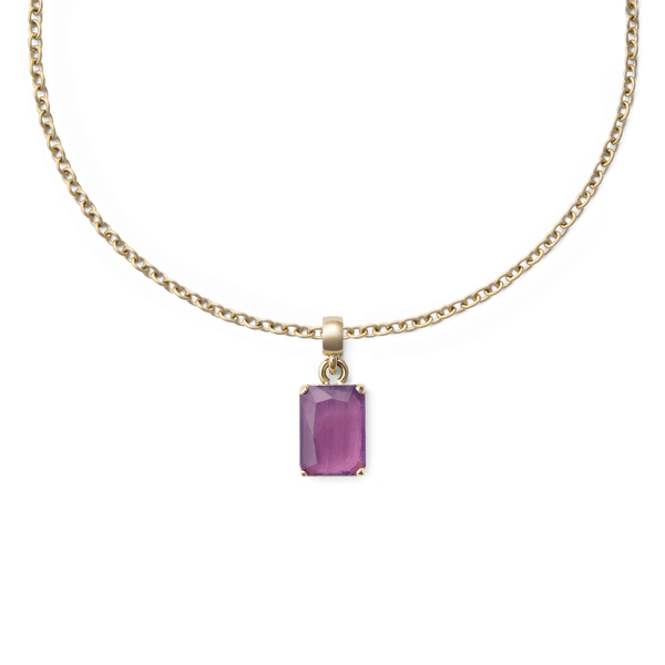 Amethyst Octagon Gold Charm