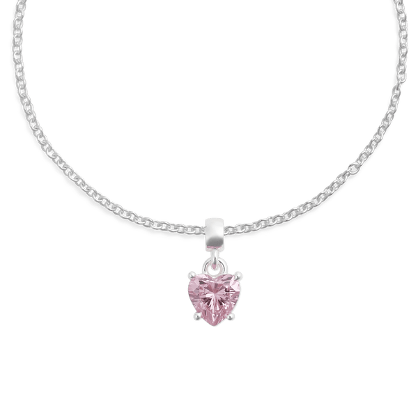 Heart Pink Crystal Charm S925 Sterling Silver