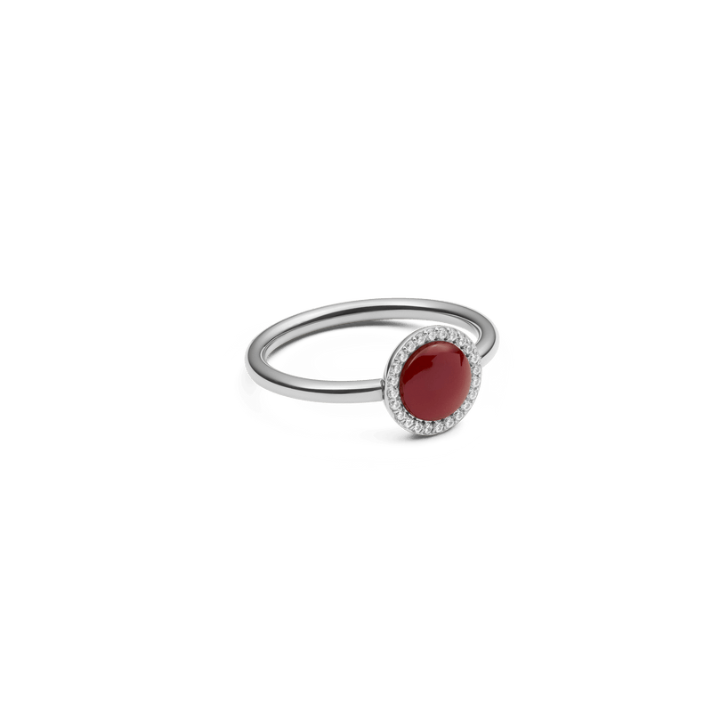 Audrey Ring  Red Agathe Silver