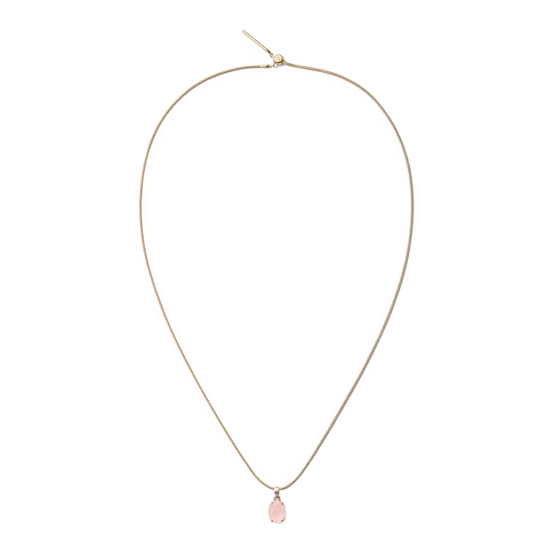 Rose Quartz Oval Gold Charm