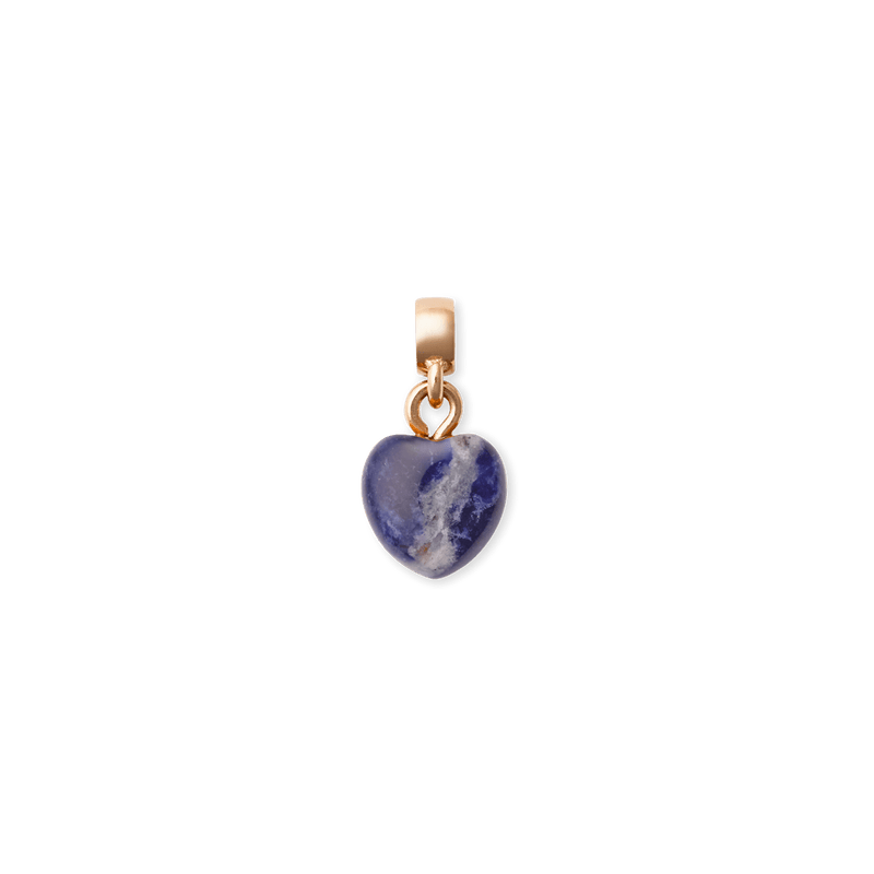 Blue Spot Heart Rose Gold Charm