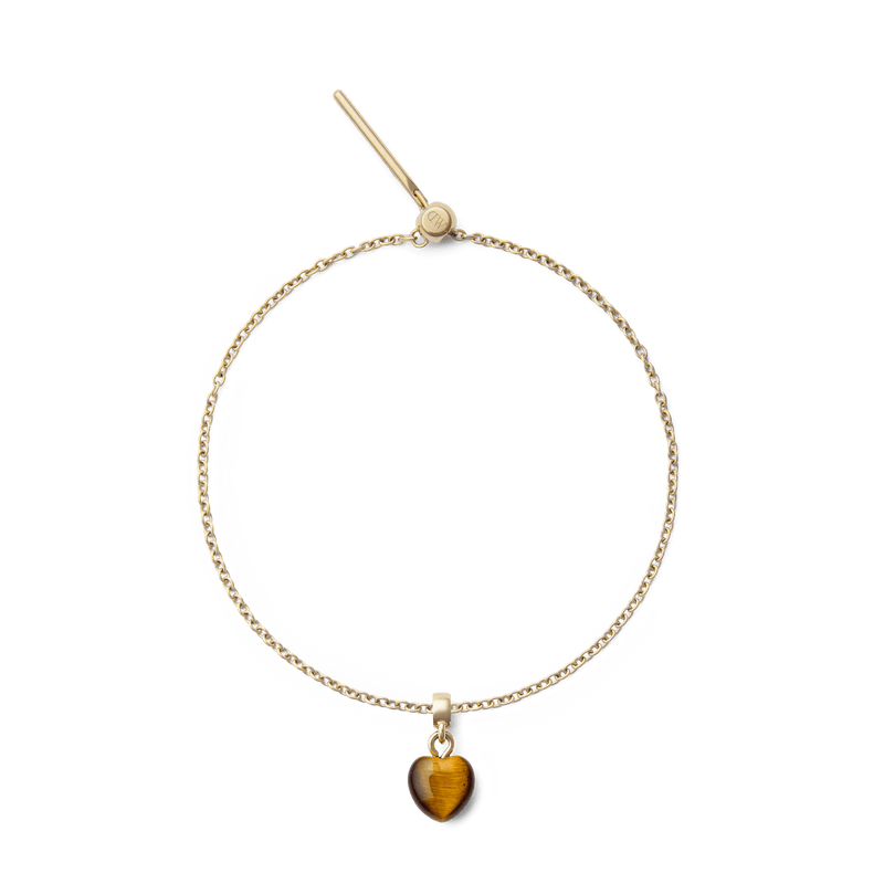 Tiger eye Heart Gold Charm