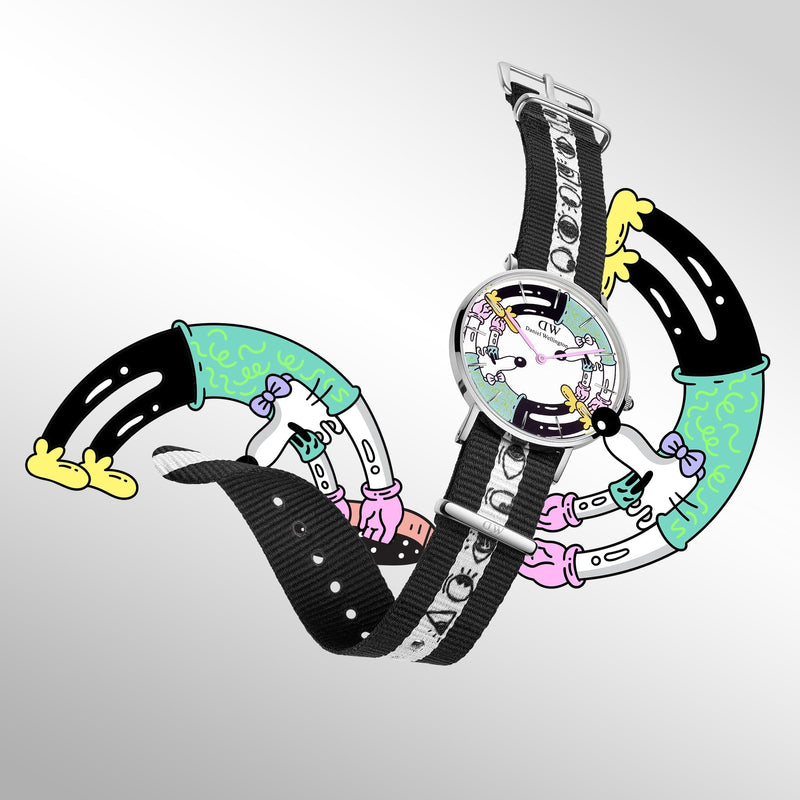 Steven Harrington x DW: NATO Multicolor Printed Dial Silver