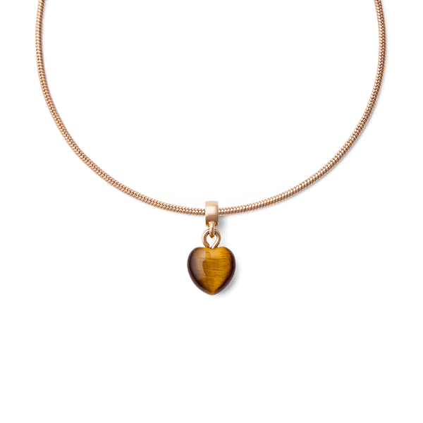 Tiger eye Heart Rose Gold Charm