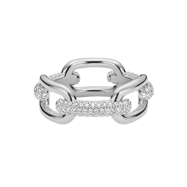 Crystal Link Ring Silver